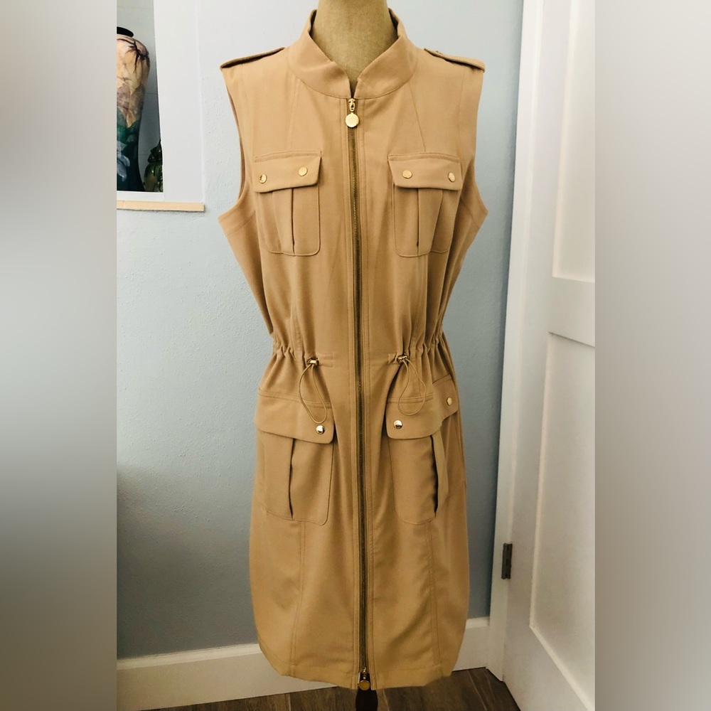 Calvin Klein Khaki Tan Cargo Dress - Safari Style - NWOT - Size 14 - Large